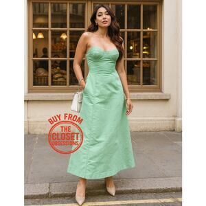 MANGO Corset-Style Strapless Midi Dress 💚✨ NWT